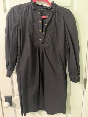 Pomander Place Black Mini Dress with Gold Buttons